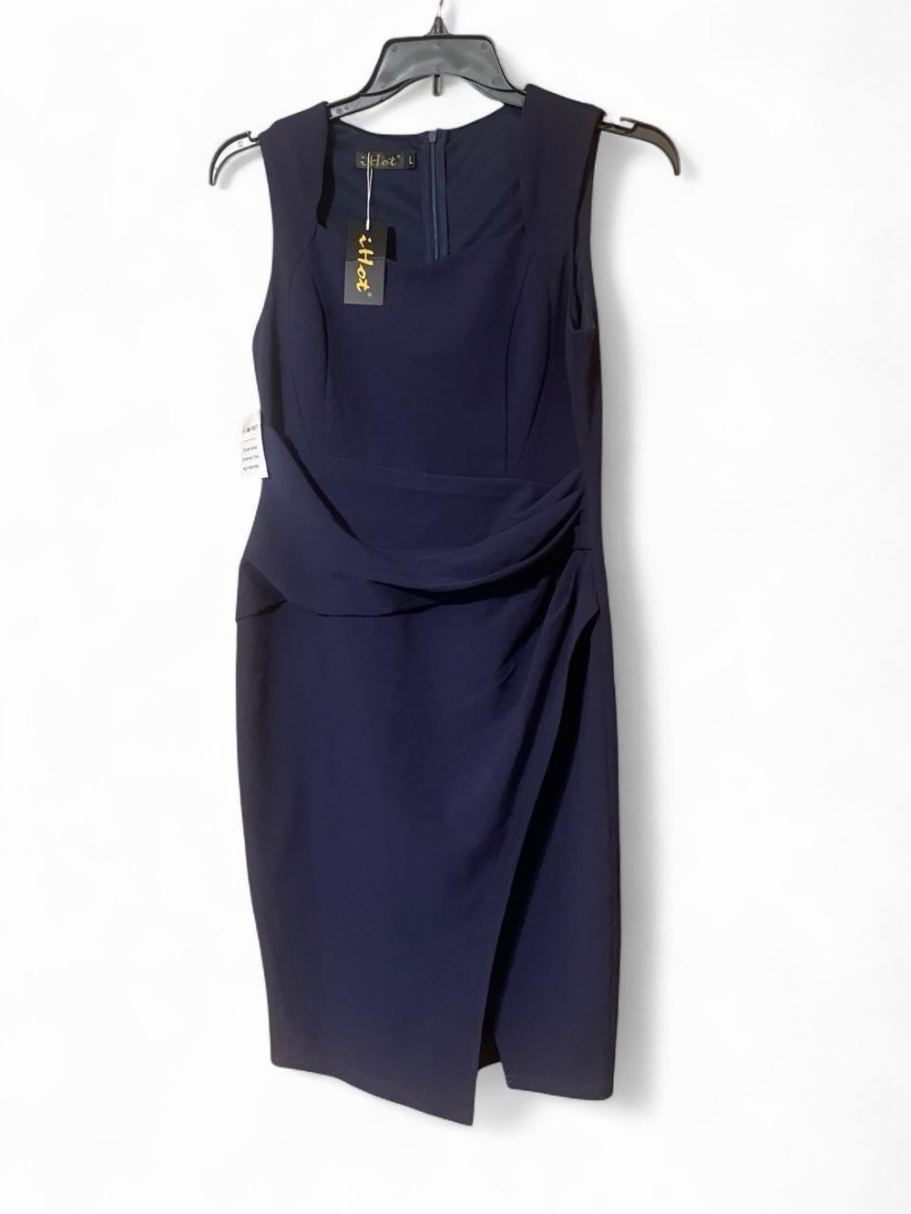 Elegant Navy Draped Waist Sheath Dress by Hot'6